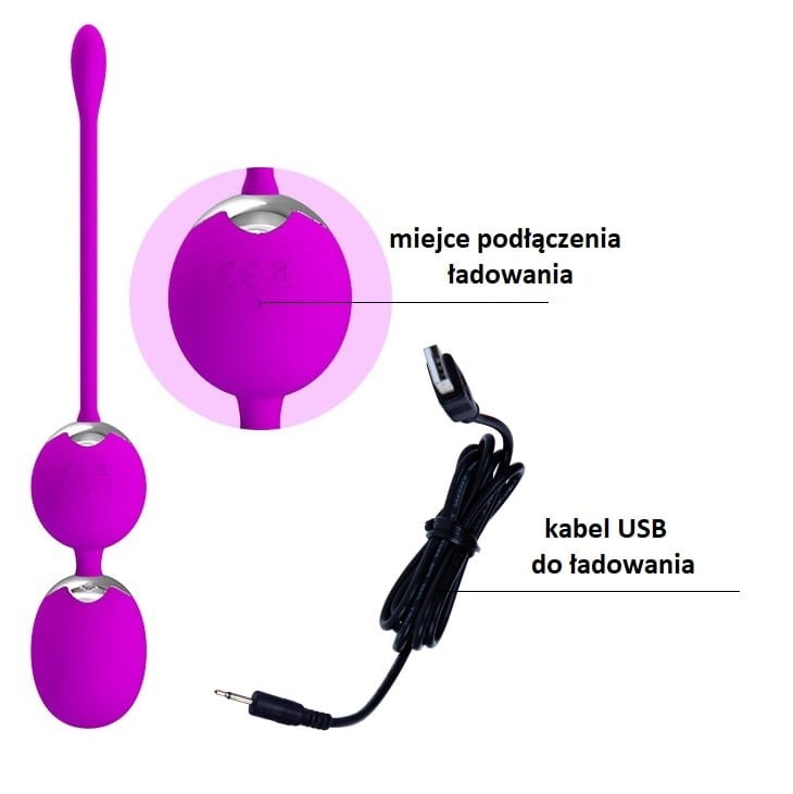 Kulki gejszy Pretty Love Willie - wibrujące w 12 programach, sterowane bezprzewodowym pilotem, ładowane przez USB