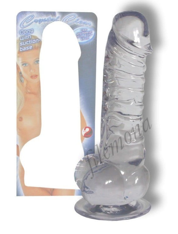 Crystal Clear Dong penis z jajami na przyssawkę