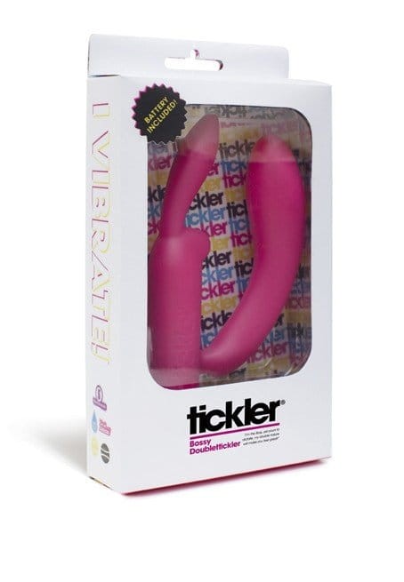 Wibrator Tickler Bossy Double silikonowy duży różowy królik