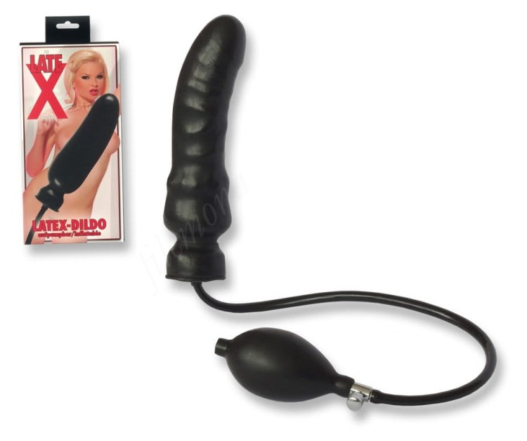 Penis LateX Dildo pompowany czarny członek