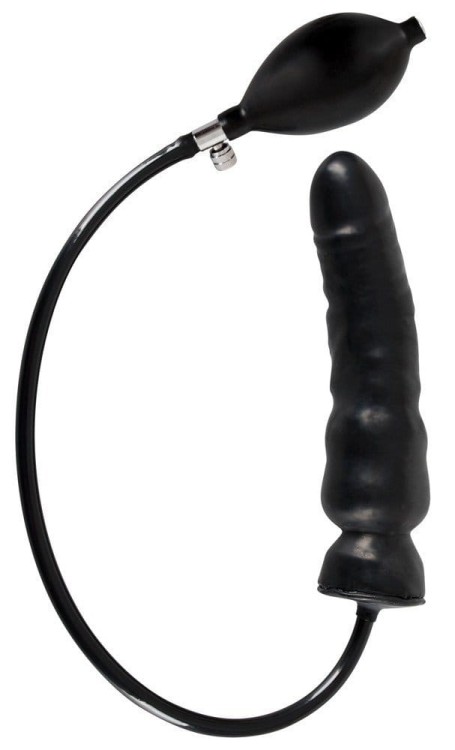 Penis LateX Dildo pompowany czarny członek