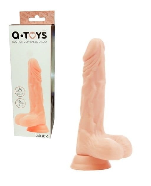 A-Toys Slock penis z cyberskóry na przyssawkę z jajami