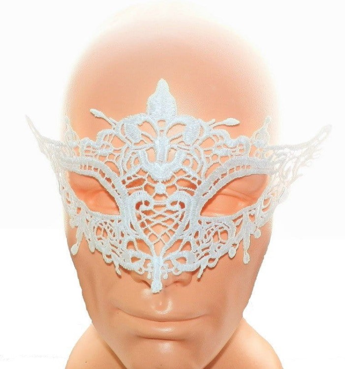 Koronkowa biała opaska - maska na oczy