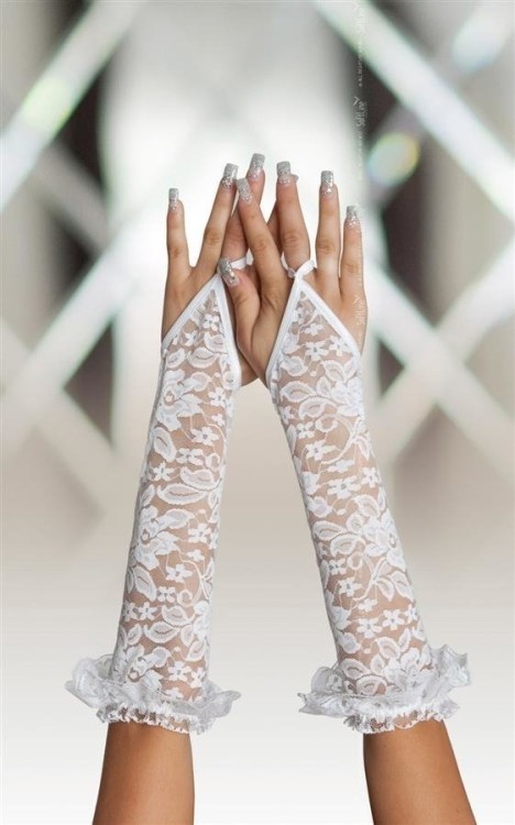 Białe koronkowe rękawiczki na palec SoftLine Gloves
