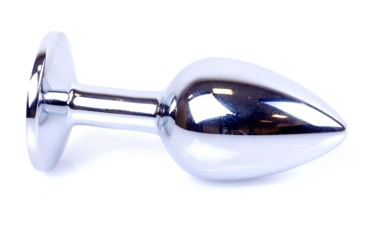 Metal Silver klasyczna mała wtyczka analna z czerwonym kryształkiem
