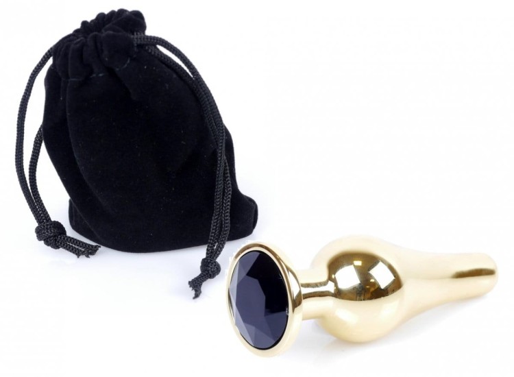 Metal Gold klasyczna wtyczka analna z czarnym kryształkiem