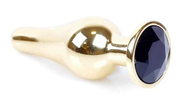 Metal Gold klasyczna wtyczka analna z czarnym kryształkiem