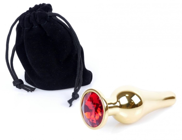 Metal Gold klasyczna wtyczka analna z czerwonym kryształkiem