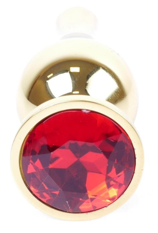 Metal Gold klasyczna wtyczka analna z czerwonym kryształkiem