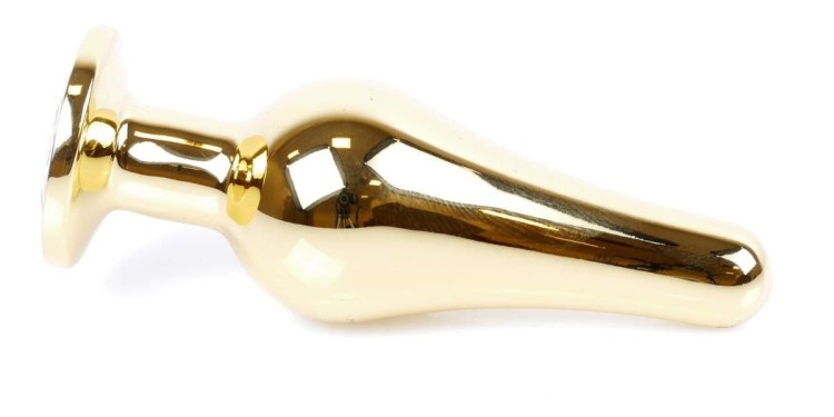 Metal Gold klasyczna wtyczka analna z czerwonym kryształkiem