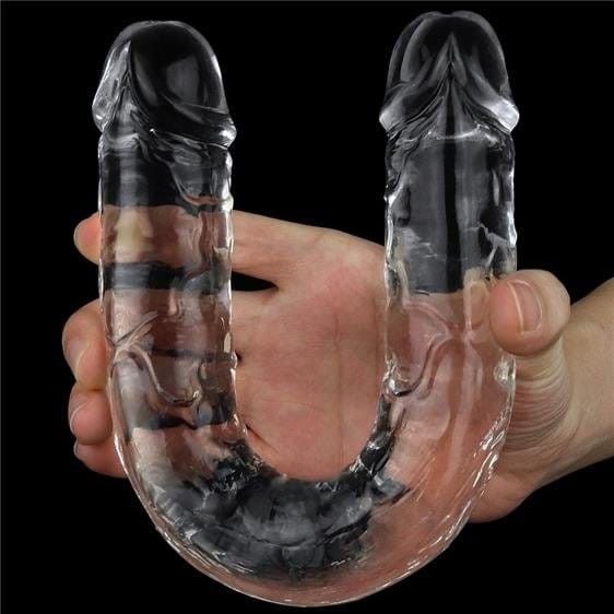 Drążek Lesbijski Flawless Clear przeźroczysty podwójny penis