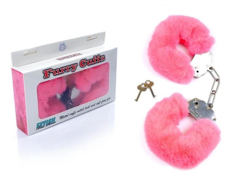 Furry Cuffs solidne kajdanki z grubym różowym futerkiem