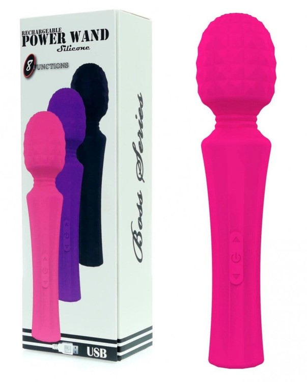 Wibrator Power Wand Pink mikrofon masażer 8 programów 5 prędkości oraz magnetyczne ładowanie USB