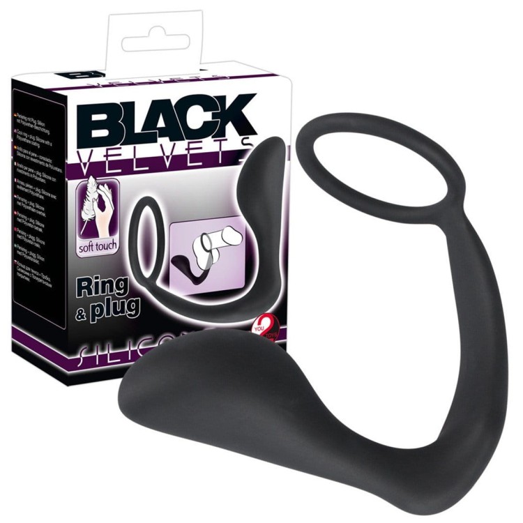 Black Velvets Ring&amp;Plug wtyczka analna z ringiem erekcyjnym
