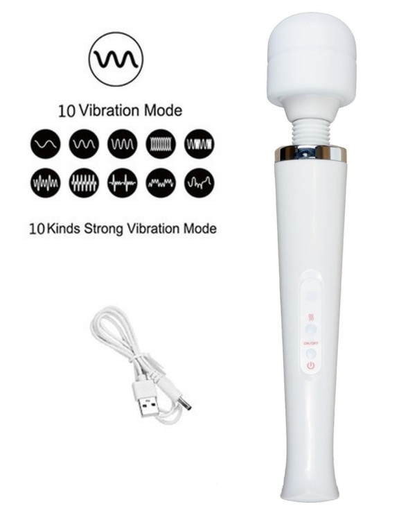 Wielki Wibrator Power Boss White USB - mikrofon 10 programów wibracji