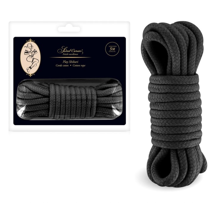 Linka sznur do krępowania 5m BDSM Sweet Caress Bondage Rope - czarna lina
