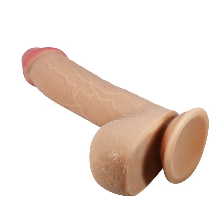 Dildo Sliding Skin 9.2 Series Nature realistyczny penis na przyssawkę z jajami