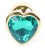Metal Gold klasyczna mała wtyczka analna z zielonym kryształkiem serce