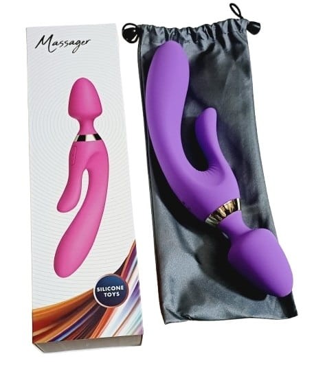 Potrójny wibrator Magic Wand silikonowy stymulator - wtyczka analna, króliczek, G-Spot - magnetyczne ładowanie USB