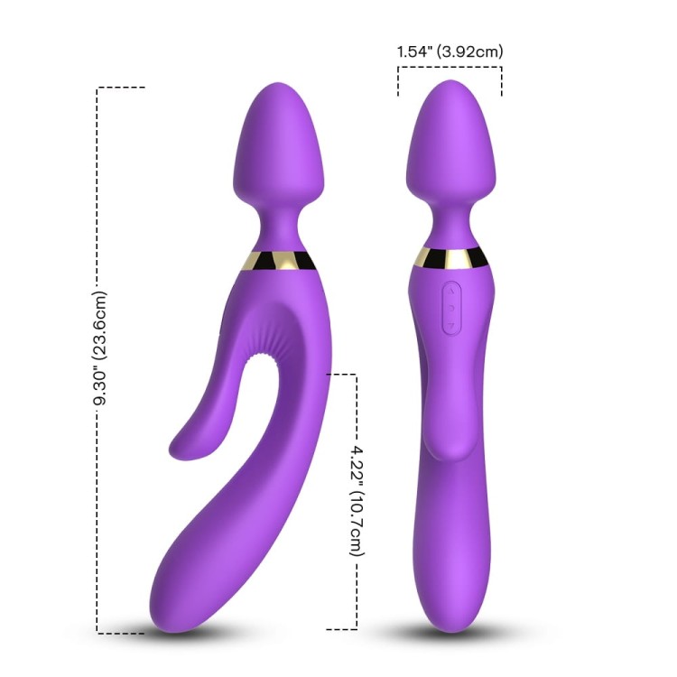 Potrójny wibrator Magic Wand silikonowy stymulator - wtyczka analna, króliczek, G-Spot - magnetyczne ładowanie USB