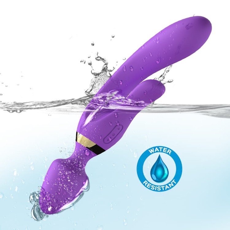 Potrójny wibrator Magic Wand silikonowy stymulator - wtyczka analna, króliczek, G-Spot - magnetyczne ładowanie USB