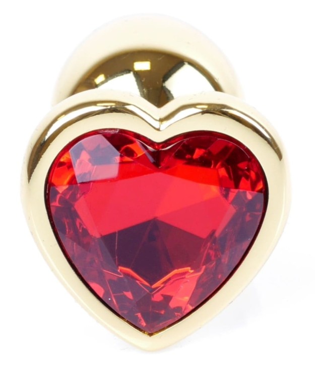 Metal Gold klasyczna mała wtyczka analna z czerwonym kryształkiem serce